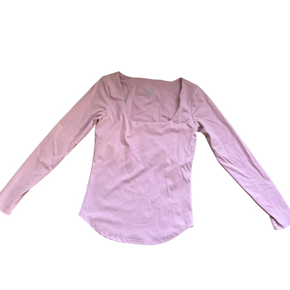 Cakes‎ Body Long Sleeve Top Womens Large Pink Square Neck Athletic Stretch